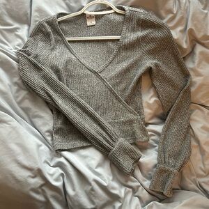 Holister - slightly cropped front wrap long sleeve sweater